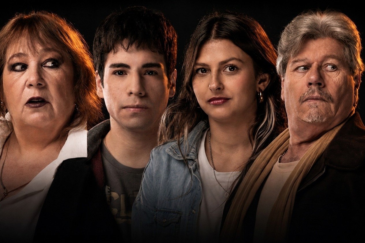 Elenco de Nosotros Dos: Sandra Veiga Mendez, Matias Contreras, Camila Larralde y Mario Caceres